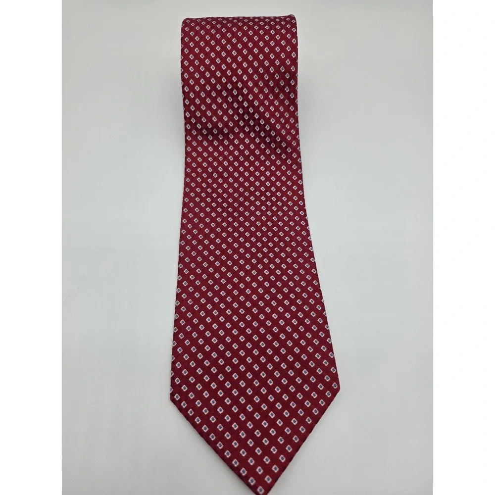 Nautica Men's Red White Blue 100% Silk Geometric Tie Necktie 57